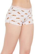 Mid Waist Tiger Print Boyshorts in Soft Pink - Cotton