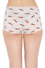 Mid Waist Tiger Print Boyshorts in Soft Pink - Cotton