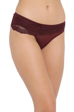 Low Waist Printed Bikini Panty in Maroon- Lace & Powernet With matching BR1949R09