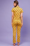 Tutti Fruity Button Down Shirt & Pyjama Set in Yellow - 100% Cotton