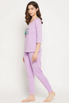 Cactus Print Top & Joggers Set in Lavender - 100% Cotton