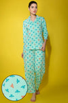 Bug Print Button Down Shirt & Pyjama Set in Sky Blue - 100% Cotton