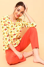 Bee Print Top in Mint Green & Chic Basic Pyjama in Orange - 100% Cotton