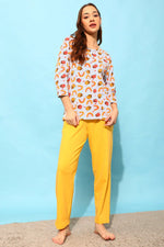 Bee Print Top in Lilac & Chic Basic Pyjama in Yellow - 100% Cotton