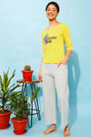 Cactus Print Top in Yellow & Chic Basic Pyjama in Grey - 100% Cotton