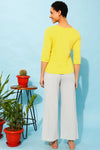 Cactus Print Top in Yellow & Chic Basic Pyjama in Grey - 100% Cotton