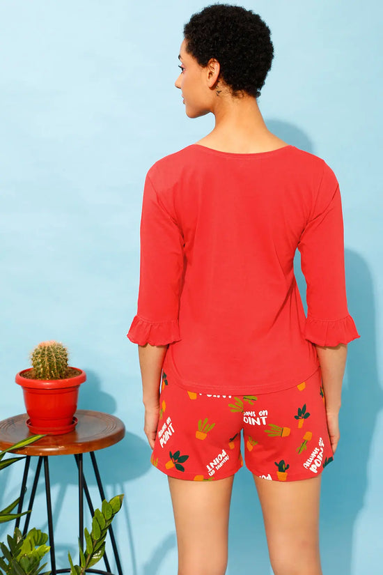 Chic Basic Top & Printed Shorts Set in Red - 100% Cotton