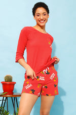 Chic Basic Top & Printed Shorts Set in Red - 100% Cotton