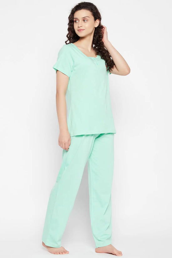 Chic Basic Top & Pyjama Set in Sky Blue - 100% Cotton