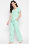 Chic Basic Top & Pyjama Set in Sky Blue - 100% Cotton