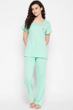 Chic Basic Top & Pyjama Set in Sky Blue - 100% Cotton