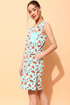 Tutti Fruity Short Night Dress in Sky Blue - 100% Cotton