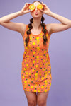 Tutti Fruity Short Night Dress in Peach Colour - 100% Cotton