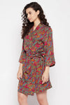 Paisley Print Robe in Multicolour - Crepe