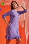 Halloween Print Short Night Dress in Lilac - 100% Cotton