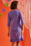 Halloween Print Short Night Dress in Lilac - 100% Cotton