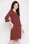 Butterfly Print Short Night Dress in Plum Colour - 100% Cotton