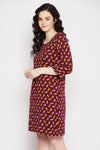 Butterfly Print Short Night Dress in Plum Colour - 100% Cotton