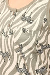 Zebra Print Short Night Dress in Dark Grey - 100% Cotton