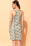 Zebra Print Short Night Dress in Dark Grey - 100% Cotton