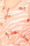 Tiger Print Short Night Dress in Peach Colour - 100% Cotton