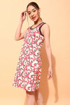 Cow Print Short Night Dress in Blush Pink - 100% Cotton