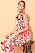 Cow Print Short Night Dress in Blush Pink - 100% Cotton