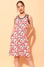 Cow Print Short Night Dress in Blush Pink - 100% Cotton