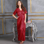 Satin Robe In Maroon