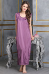 4 Pcs Nightwear In Purple - Satin