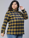 Seemed Navy Blue Brush Check Plus Size Women Top