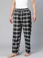 A Black Brush Check Elasticated & Tie-Knotted Men Nightwear Pajama