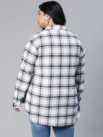 Muzzle White Check Print Plus Size Women Shirt