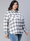 Muzzle White Check Print Plus Size Women Shirt