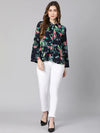 Naval blue floral print women top