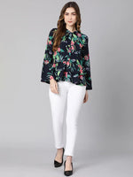 Naval blue floral print women top