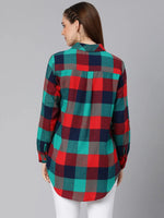 Mellow Brush Check Green Women Shirt