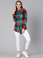 Mellow Brush Check Green Women Shirt