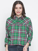 Tiggs of green check print women shirt