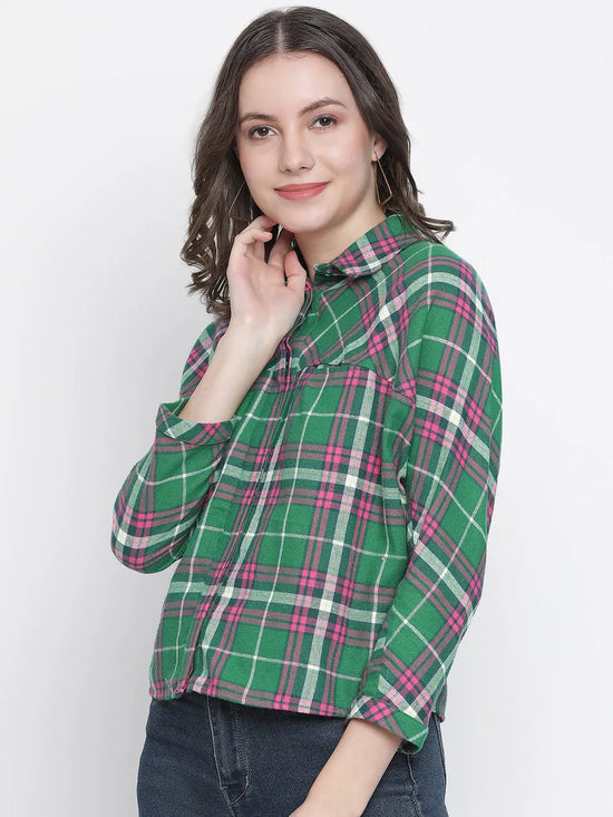 Tiggs of green check print women shirt