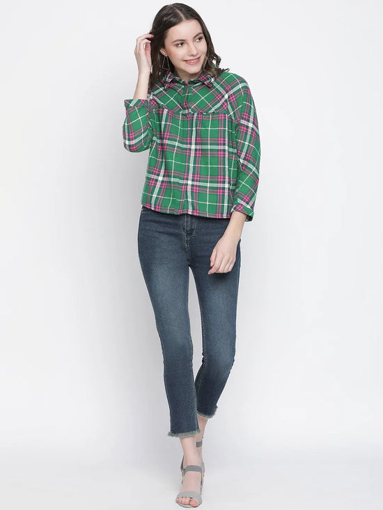 Tiggs of green check print women shirt