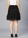 Aglow Black Foil Print Elasticated Frill Women Skirt