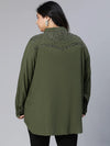 Khaki Color Plain Women Plus Partywear Size Shirt