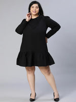 Magnificant Black Full Sleeves Women Plus Size Dress