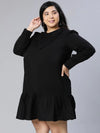 Magnificant Black Full Sleeves Women Plus Size Dress