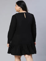 Magnificant Black Full Sleeves Women Plus Size Dress