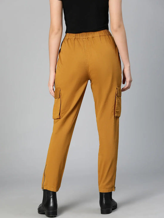 Indeed Mustard Elasticated Women Cotton Pants