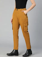 Indeed Mustard Elasticated Women Cotton Pants