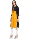 Ahika Women Black Yellow Printed Straight Kurta 1