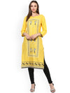 Ahika Women Yellow Printed Straight Kurta 1